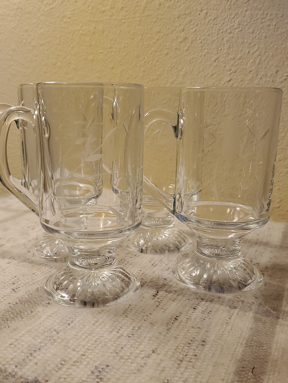 Princess House Heritage Footed Clear Glass Pedestal Mugs - Set of 4